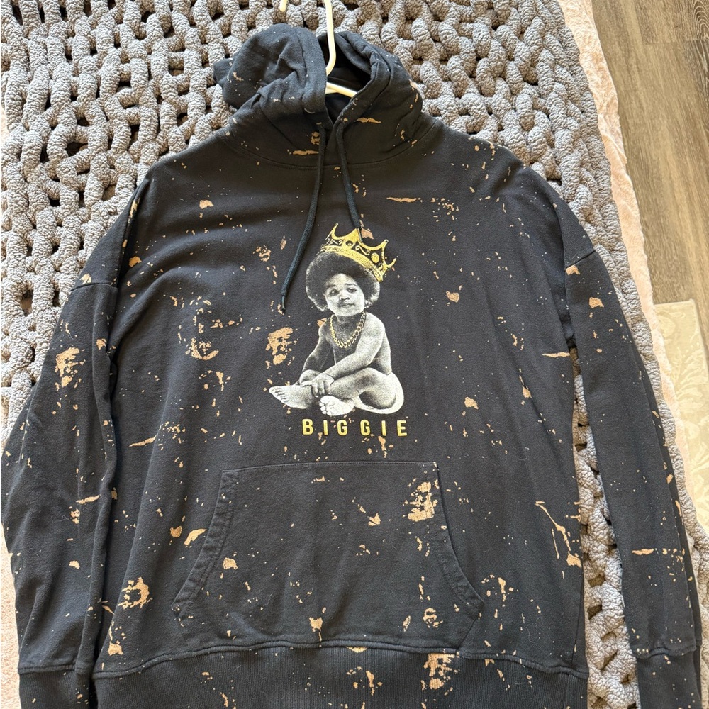 Black Graphic Hoodie with Gold Accents
